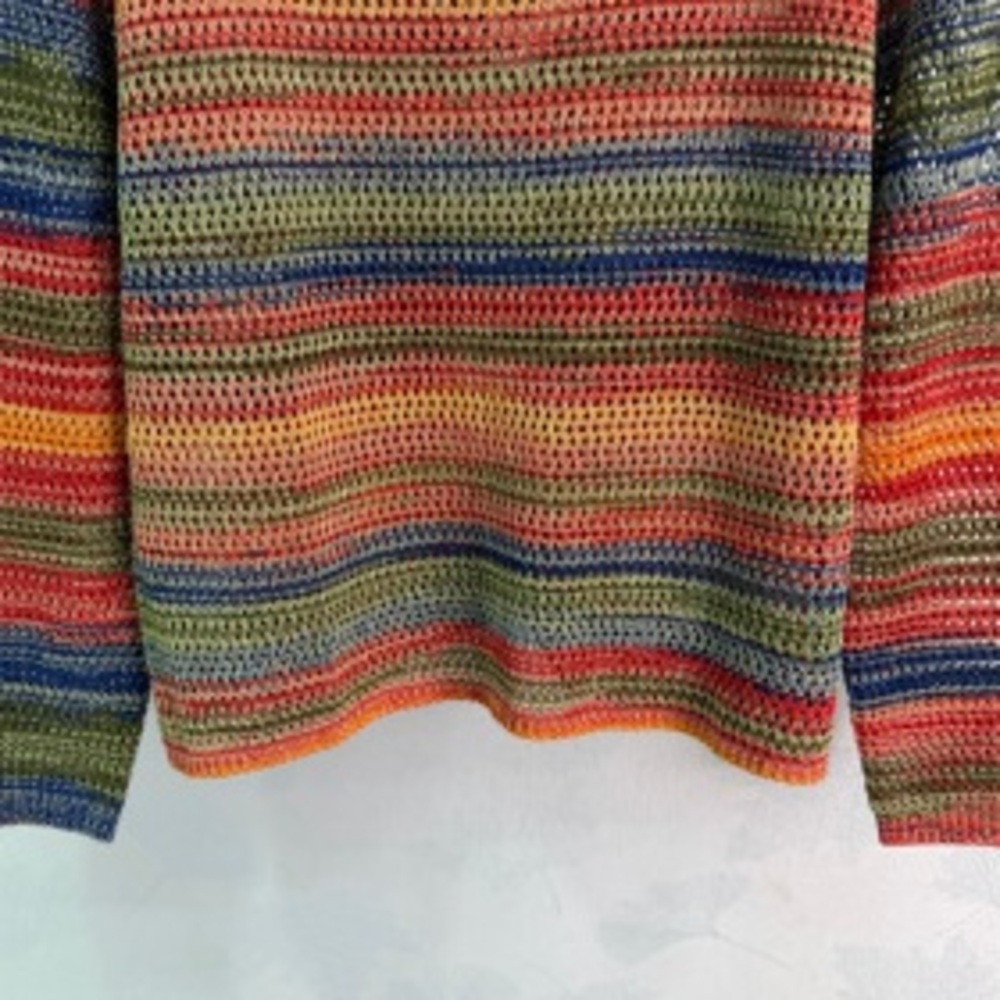 ✨LOEWE Anagram Multicolor Stripe Open‑Knit Long‑Sleeve Sweater - Picture 5 of 6